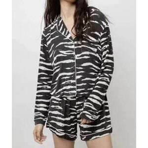 NEW Rails Rayon Eva Pajama Set XS Black Watercolor Tiger Zebra Animal Print
